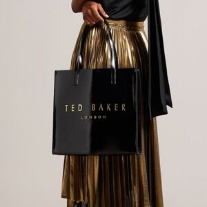 Ted Baker London Crinkon Large Glossy Faux Leather Icon Bag Black